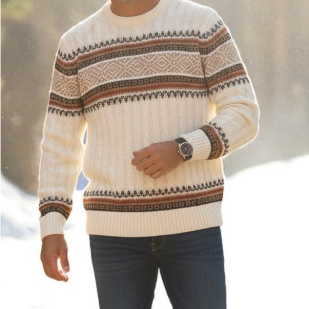 Vintage JCPenney Fair‎ Isle Nordic Ski Sweater Men’s M 1970s